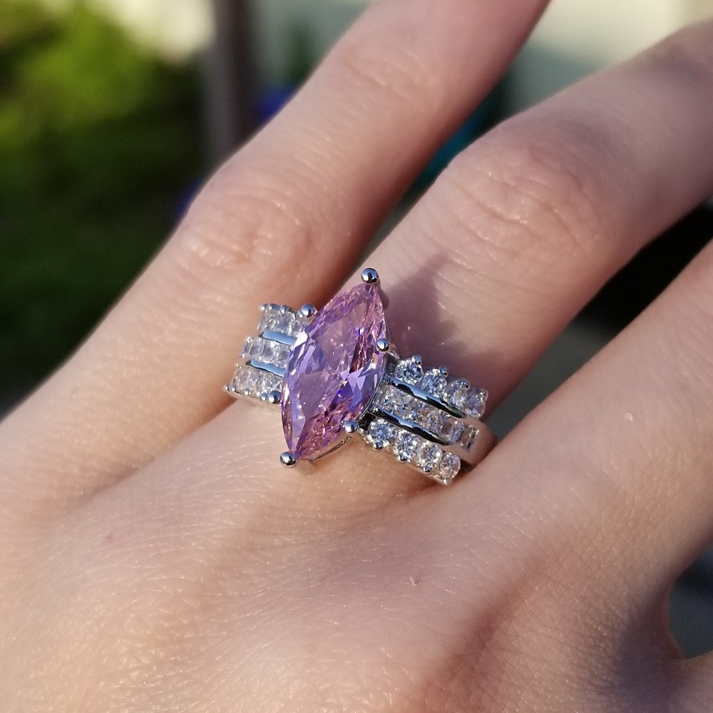 🆕️(Sz6/8/10)-2.25CT Marquis Cut Pink&White - Picture 8 of 8